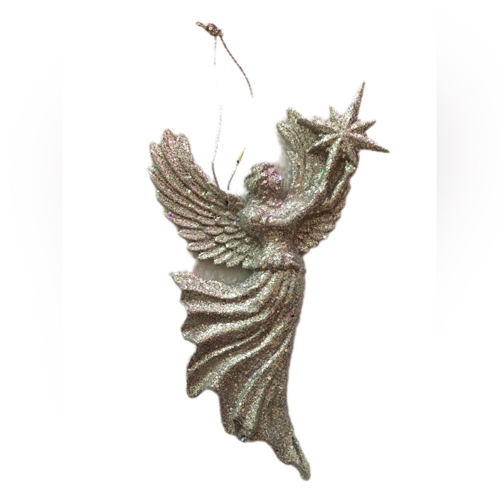 Silver Glitter Angel Ornament